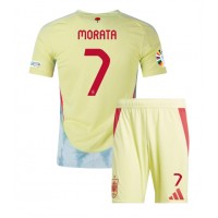 Echipament fotbal Spania Alvaro Morata #7 Tricou Deplasare European 2024 pentru copii maneca scurta (+ Pantaloni scurti)